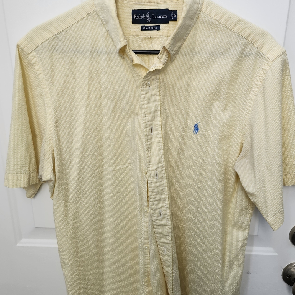 Ralph Lauren Men's Light Yellow Button Down Shirt